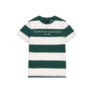 TOMMY HILFIGER Tričko  biela / tmavozelená