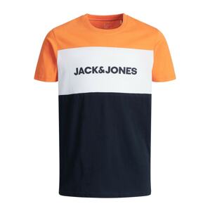 Jack & Jones Junior Tričko  oranžová / biela / námornícka modrá