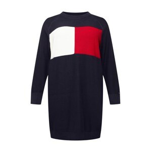 Tommy Hilfiger Curve Pletené šaty  tmavomodrá / biela / červená