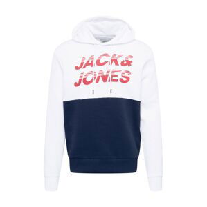 JACK & JONES Mikina 'BREAK'  biela / červená / tmavomodrá