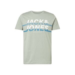 JACK & JONES Tričko 'CHARLES'  pastelovo zelená / biela / modrá