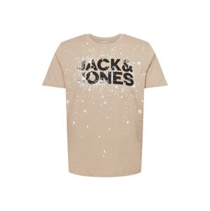 JACK & JONES Tričko  hnedá / čierna / biela