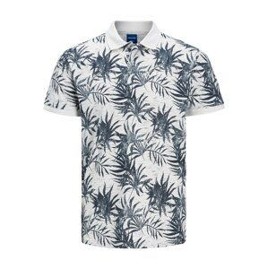 JACK & JONES Tričko 'BLOOMER'  biela melírovaná / námornícka modrá