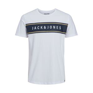 JACK & JONES Tričko 'Mast'  biela / námornícka modrá / žltá