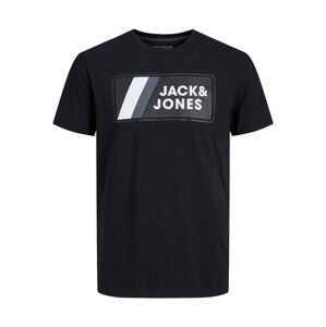 JACK & JONES Tričko 'Jake'  čierna / biela / sivá