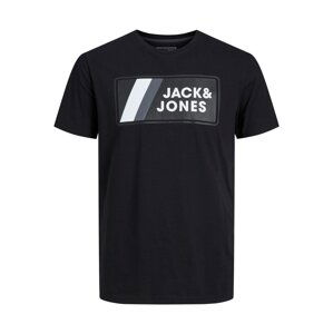 JACK & JONES Tričko 'Jake'  sivá / čierna / biela