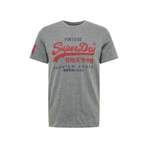 Superdry Tričko  sivá melírovaná / červená / námornícka modrá