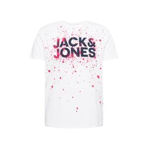 JACK & JONES Tričko  biela / ružová / tmavomodrá