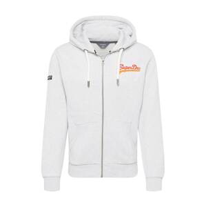 Superdry Tepláková bunda  svetlosivá / oranžová / červená