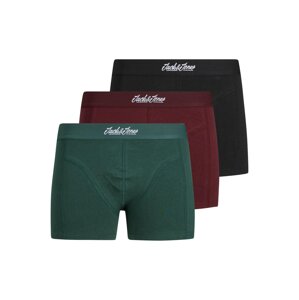 JACK & JONES Boxerky  jedľová / burgundská / čierna / biela