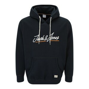 Jack & Jones Plus Mikina  tmavomodrá / biela / oranžová