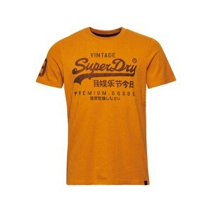 Superdry Tričko  tmavohnedá / zlatá žltá