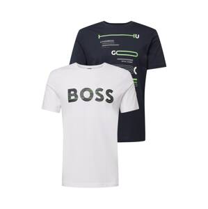 BOSS Green Tričko  tmavomodrá / svetlozelená / čierna / šedobiela