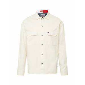 Tommy Jeans Prechodná bunda  prírodná biela / námornícka modrá / červená