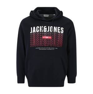 Jack & Jones Plus Mikina 'CYBER'  námornícka modrá / biela / červená