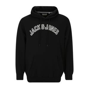 Jack & Jones Plus Mikina 'CITY'  čierna / biela