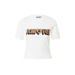 NEON & NYLON Tričko 'AMORE'  biela / čierna / oranžová / koralová