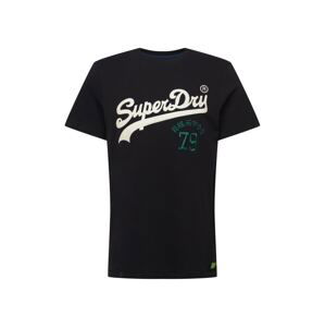 Superdry Tričko  béžová / tmavozelená / čierna