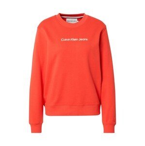 Calvin Klein Jeans Mikina  oranžovo červená / biela