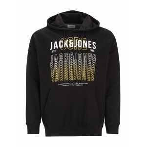 Jack & Jones Plus Mikina 'CYBER'  čierna / žltá / biela