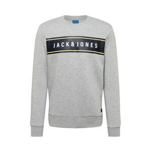 JACK & JONES Mikina 'MAST'  sivá / čierna / biela / pastelovo žltá