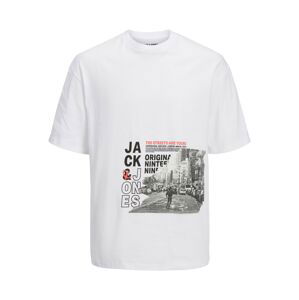 JACK & JONES Tričko 'MADDIN'  sivá / čierna / biela