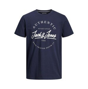 Jack & Jones Plus Tričko 'Dusty'  námornícka modrá / biela