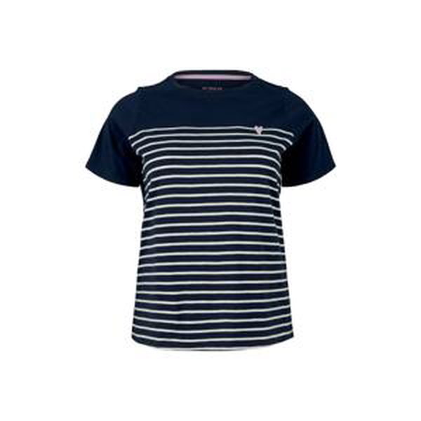 Tom Tailor Women + Tričko  námornícka modrá / biela / fialová