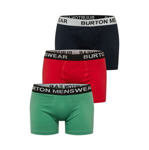 BURTON MENSWEAR LONDON Boxerky  zelená / červená / námornícka modrá / biela / čierna