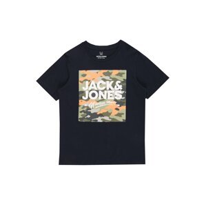 Jack & Jones Junior Tričko 'PETE'  tmavomodrá / sivá / šedobiela / marhuľová / kaki