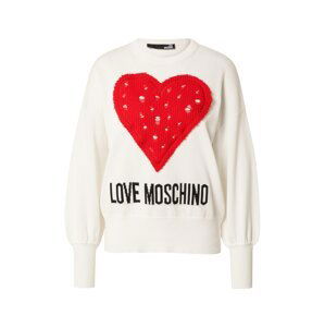 Love Moschino Sveter  biela / červená / čierna