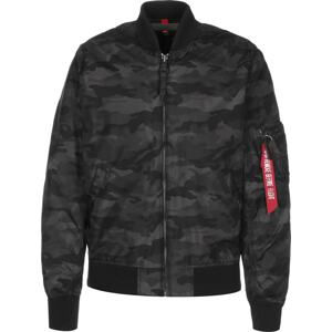 ALPHA INDUSTRIES Prechodná bunda  sivá / tmavozelená / červená / čierna