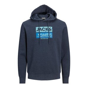 JACK & JONES Mikina 'JOHN'  tmavomodrá / nebesky modrá / nefritová