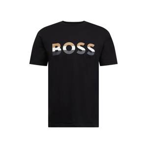 BOSS Black Tričko 'Tiburt'  čierna / svetlohnedá / biela / tmavosivá