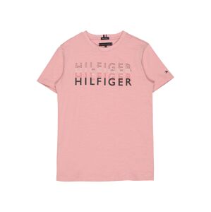 TOMMY HILFIGER Tričko  tmavomodrá / s ružovými fľakmi / červená / biela