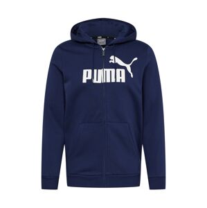 PUMA Športová mikina so zipsom  námornícka modrá / biela