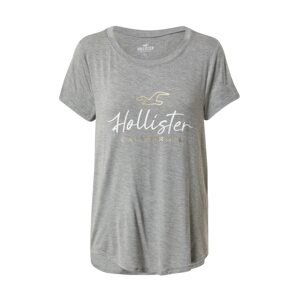 HOLLISTER Tričko  zlatá / sivá melírovaná / biela