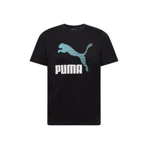 PUMA Tričko 'Interest'  čierna / biela / svetlomodrá / tmavomodrá