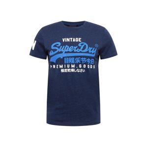 Superdry Tričko  azúrová / tmavomodrá / biela