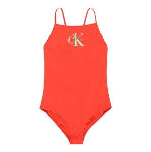 Calvin Klein Swimwear Jednodielne plavky  svetlozelená / oranžovo červená