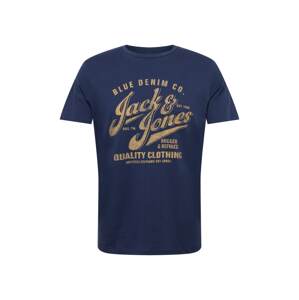 JACK & JONES Tričko  námornícka modrá / svetlohnedá