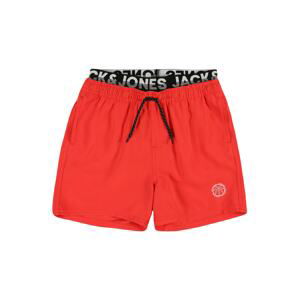 Jack & Jones Junior Plavecké šortky  oranžovo červená / čierna / biela