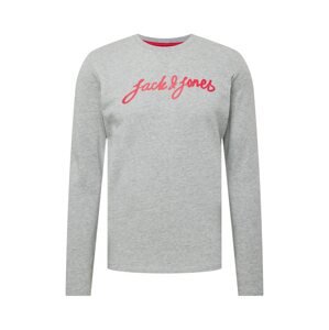 JACK & JONES Mikina 'SCOTT'  svetlosivá / sivá melírovaná / oranžovo červená