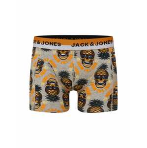 JACK & JONES Boxerky 'LIAM'  oranžová / sivá melírovaná / čierna / biela