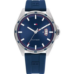 TOMMY HILFIGER Analógové hodinky  strieborná / námornícka modrá / biela / červená