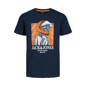 Jack & Jones Junior Tričko  námornícka modrá / tmavooranžová / biela