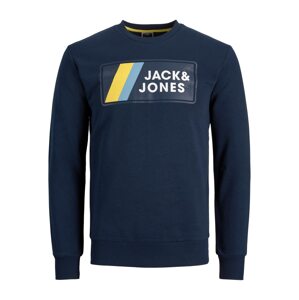 JACK & JONES Mikina 'JAKE'  námornícka modrá / svetlomodrá / žltá / biela