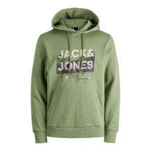 JACK & JONES Mikina 'TREK'  zelená / fialová / farba lesného ovocia / ružová