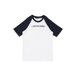 Jack & Jones Junior Tričko 'LOGAN'  biela / námornícka modrá / oranžová