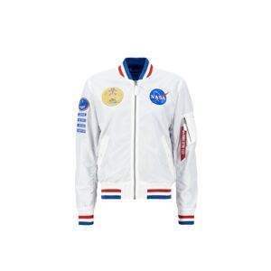 ALPHA INDUSTRIES Prechodná bunda 'MA-1 Nasa Voyager'  biela / kráľovská modrá / ohnivo červená / limetková